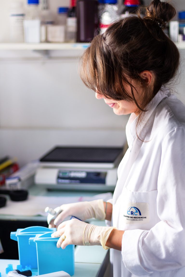 PhD student working in the lab