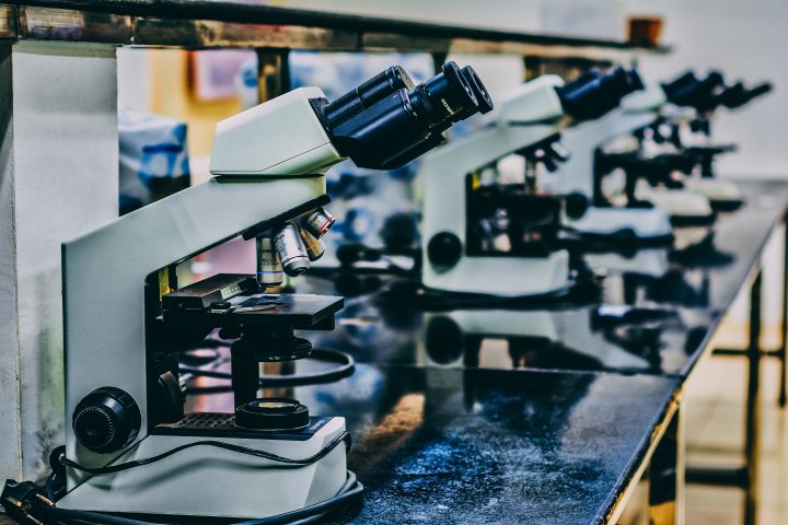 microscopes in research laboratory